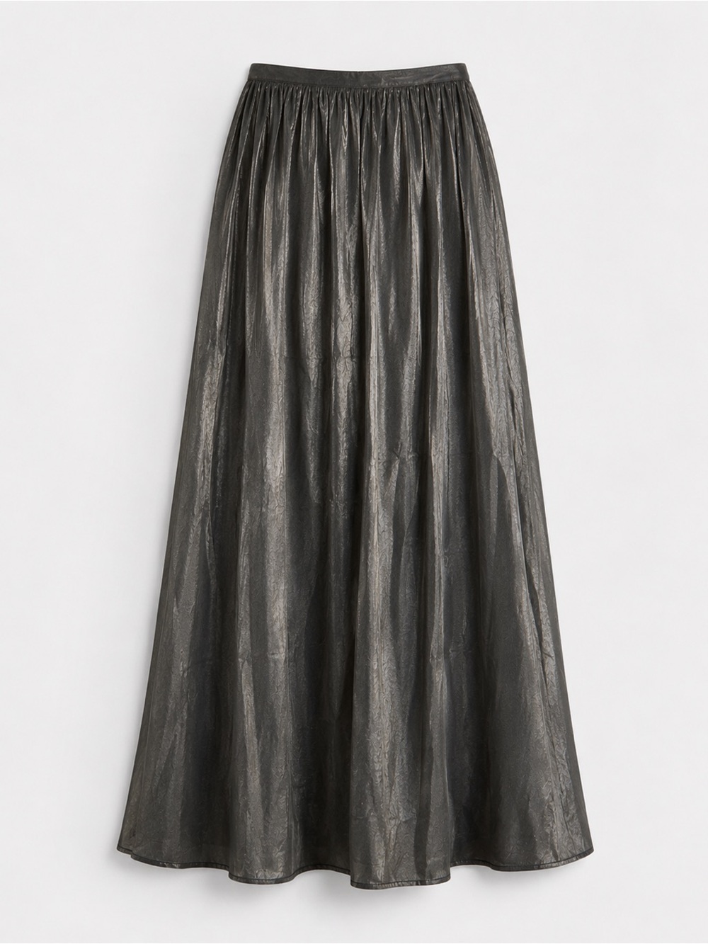 Vintage Silver Metallic Long Maxi full Skirt Size 10 Shimmery